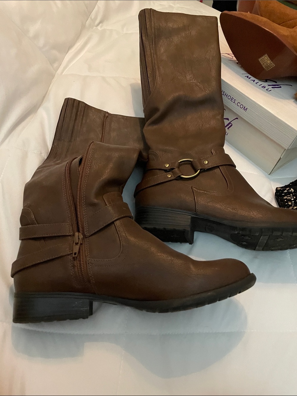Women’s Brown Mid-Calf Riding Boots wore for 30 mins one time
